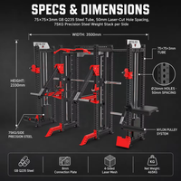 Rack de musculation multifonctionnel en acier inoxydable à huit colonnes, machine Smith, demi-rack, pile de poids à 2 broches de 75 kg, pour entraînement des jambes