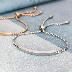 Bracelet en acier inoxydable de haute qualité plaqué or, gravure au laser vierge, barre incurvée, tendance, simple, bracelets de couple pour cadeau - Product Image 2