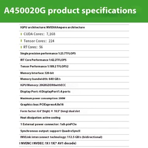 Carte graphique professionnelle <span class=keywords><strong>NVIDIA</strong></span> Quadro RTX A4500 20 Go GDDR6 ECC avec ventilateur de refroidissement et sortie DP pour station de travail de bureau - Product Image 6