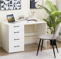 Bureau blanc moderne avec 4 tiroirs de rangement, table d'ordinateur pour bureau à domicile, coiffeuse pour chambre ou bureau