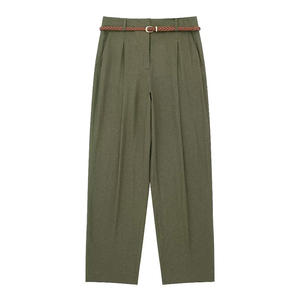 <span class=keywords><strong>Pantaloni</strong></span> alla moda da donna con tasche frontali retrò con cerniera a vita alta <span class=keywords><strong>pantaloni</strong></span> dritti da donna a nove punti - Product Image 2