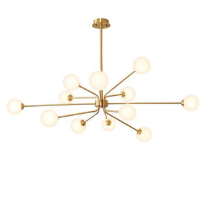 Lampe 'Magic Bean' en cuivre massif, style nordique moderne minimaliste, lustre de luxe pour salon, chambre à coucher, salle à manger, usage domestique - Product Image 1