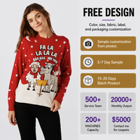 Pull décontracté anti-rides pour femme, motif animalier de Noël, col rond, jacquard amusant, mouton, âne, tricoté à manches longues