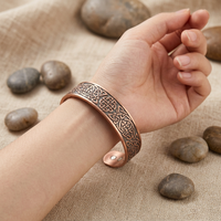 Perhiasan BioMagnetic Wanita, Gelang Manset Ukiran Kupu-kupu Vintage Tembaga Murni 99,9% dengan Magnet Kuat untuk Hadiah Ulang Tahun Ketiga