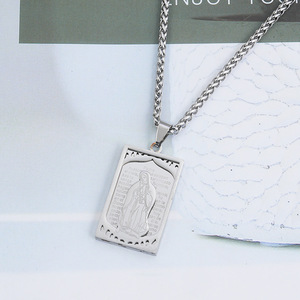 Collana senza appannamento senza sbiadimento medaglia vergine maria in acciaio inox piazza spagnola Bibbia del signore versetto collana di nostra signora Guadalupe - Product Image 6