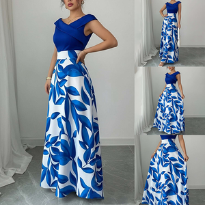 Abito Elegante Senza Maniche all'Ingrosso, Moda Primavera-Estate, Stampa con Vita Stretta, Patchwork, Vestiti Casual Comodi per <span class=keywords><strong>Donne</strong></span> - Product Image 2