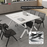 Table d'entraînement pliante de couleur blanche avec roulettes, en bois, design minimaliste, bureau pliable pour le bureau et l'école
