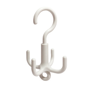 Perchero de cuatro ganchos giratorio blanco para ropa, almacenamiento en dormitorio y sala de estar - Product Image 5