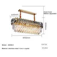 Lustre moderne pour hôtel, lampe de salon, cuisine, suspension en cristal gris, éclairage suspendu E14