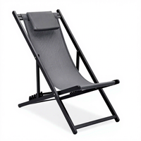 Chaise longue d'extérieur pliable et réglable avec cadre en aluminium et dossier en maille Teslin pour piscine et patio