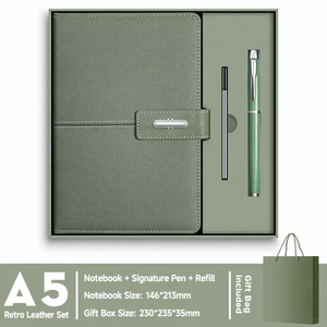 Bộ quà tặng sổ tay da vintage A5, kèm bút, ruột bút, USB, in logo tùy chỉnh, sổ kế hoạch kinh doanh, kèm hộp và túi <span class=keywords><strong>tote</strong></span>, bán buôn. - Product Image 5