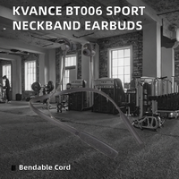 Kvance IPX-5, headphone tahan air BT006 dengan tali leher perahu indikator baterai LED Model Bnba
