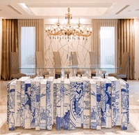 Buffet de luxe italien peint à la main, table de contrôle de couloir de meubles de salon de villa