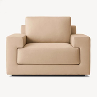 Canapé en cuir d'agneau de style campagnard américain, trois places droites, pour salon, rétro, simple, avec assise rembourrée, personnalisable RH