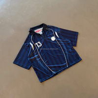 Maillot de football personnalisé Squirorkop OEM pour homme, T-shirt surdimensionné style Blokecore, col en V, panneau en maille, maillot de foot avec broderie et patchs