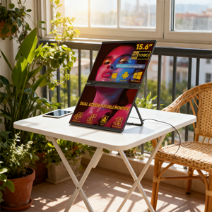 Moniteur <span class=keywords><strong>portable</strong></span> pliable 15,6 pouces FHD 1080P IPS, deuxième écran pour ordinateur <span class=keywords><strong>portable</strong></span>, double affichage USB-C pour les voyages d'affaires - Product Image 1
