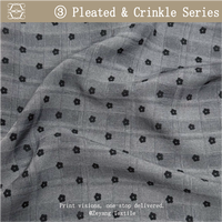 Tissu en mousseline de polyester froissé à grille 3 jets, imprimé floral prune micro-piqué, semi-transparent, pour robes et chemisiers féminins