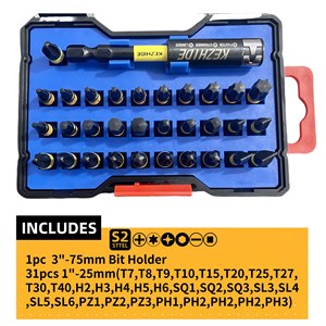 Kezhide 32-Piece Impact <b>Screwdriver</b> <b>Bit</b> <b>Set</b> Ph Pz Torx Sl Hex Steel For Auto Repair Tools - Product Image 5