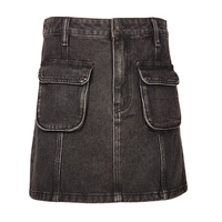 Jupe en jean vintage pour femme, mini, coupe trapèze, taille haute, style cargo, avec grandes poches, boutonnée, pour le printemps et les fêtes