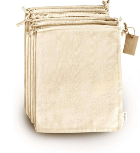 Bolsa de lino reutilizable, ecológica, con logotipo personalizado, lona de color natural, bolsa de compras con cordón de algodón. - Product Image 4