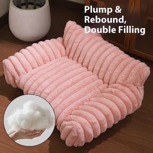 Cama para Perros Ecológica, Moderna, Personalizada, a Rayas, de Invierno, Gruesa, 100% Algodón, Sólida, Extraíble, Lavable, de Felpa, Cuadrada, Tipo Sofá - Product Image 4