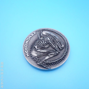 Pièce commémorative en alliage de zinc Xenomorph, médaillon rétro gravé, objet de collection pour accessoires de film et cadeaux - Product Image 1