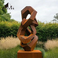 QUYANG Villa Yard Décoration Conception Antique Irrégulière Abstraite En Acier Inoxydable Statue Rusty Corten Steel Sculpture