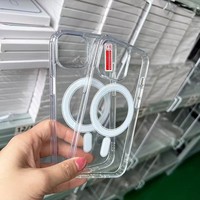 Coque de téléphone portable transparente magnétique anti-chute en TPU+PC avec moulage par injection pour 16 Pro Max