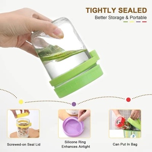 Recipientes de Vidrio <span class=keywords><strong>para</strong></span> Desayuno y <span class=keywords><strong>Almuerzo</strong></span> de 350 ml, 16 Onzas, Recipientes <span class=keywords><strong>para</strong></span> Yogur y Avena con Tapas, Juego de Frascos <span class=keywords><strong>para</strong></span> Avena Nocturna - Product Image 4