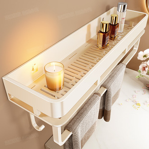 Étagère murale rectangulaire à double niveau pour salle de bain, support de rangement pour lavabo, design durable - Product Image 5