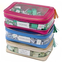 Sac de transport de luxe moderne pour tapis de Mahjong, en PVC transparent, avec fermeture éclair et poignée à pompon, pour rangement de Mahjong américain