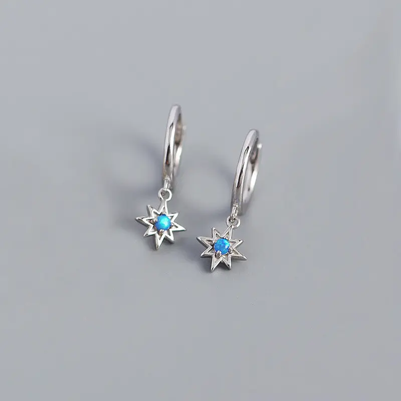 Винтажные 925 серьги-кольца из стерлингового серебра с подвеской в виде звезды октета для женщин и мужчин