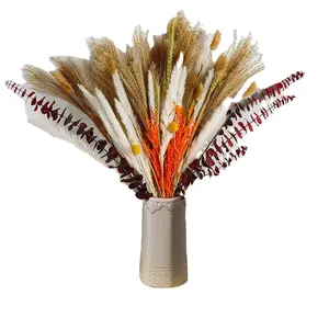 Ramo de flores secas naturales de Venta caliente, envío de fábrica preservado, ramo de hierba de Pampa, flores secas, plantas