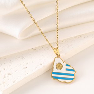 Nuova collana con mappa in acciaio inossidabile Rica Cuba Dominican <span class=keywords><strong>Ecuador</strong></span> Haiti Kurdistan Panama Paraguay Uruguay veneziana collana - Product Image 3