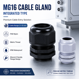 Passe-câble monobloc en nylon <span class=keywords><strong>MG16</strong></span>, connecteur étanche IP68 haut de gamme adapté à la protection des câbles, OEM disponible - Product Image 1