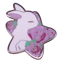 Personalizado de alta qualidade coelho kawaii dos desenhos animados do metal lapela pin badge coelho animal bonito encantador casal esmalte rosa