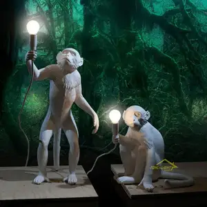 Grosir Lampu Dinding Binatang Nordic Dekorasi Malam Lampu Gantung Putih Hitam Resin Lampu Tahan Monyet