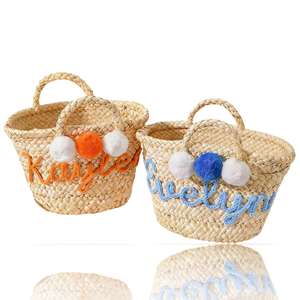Personalized Fashion Woven Bridesmaid Tote Bag Custom Straw Travel Beach Bag with Name Gift <b>Basket</b> Bridal <b>Shower</b> Gift - Product Image 1