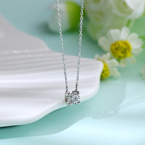 Custom Luxury 18K <b>Solid</b> Gold Pendant <b>Necklace</b> Solitaire Round Cut Natural Diamond Jewelry For Women Link Chain Daily Wear - Product Image 5