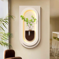 Peintures décoratives 3D en grès de luxe avec éclairage LED, plantes hydroponiques DIY, art mural haut de gamme pour la maison, l'hôtel, le bureau
