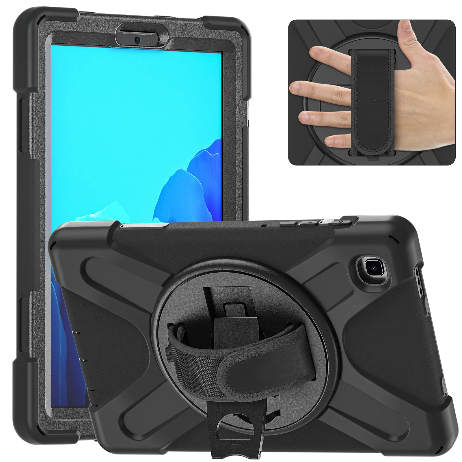 GSCASE PC TPU Hybrid Tablet Case With Hand Strap For Samsung Galaxy TAB A7 Lite Case Cover