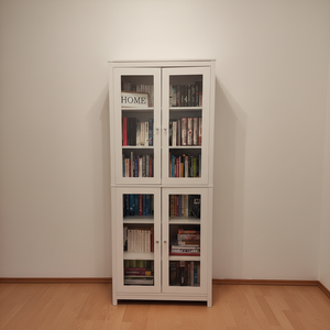 Vitrina Blanca Resistente con Certificación Carb <span class=keywords><strong>de</strong></span> 190 cm, Librería con 4 Puertas y 6 Compartimentos, Gabinete Alto con 4 Puertas <span class=keywords><strong>de</strong></span> Vidrio - Product Image 1