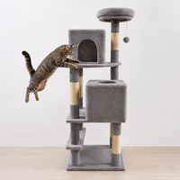 Arbre à chat robuste et écologique en peluche avec poteaux à gratter en sisal, tour d'escalade multi-niveaux en velours, emballage en carton pour la maison