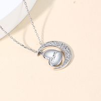 Mylove Pendentif Maman 2025 Bijoux faits à la main Collier Coeur Argent Sterling 925 Pendentif Maman Coeur Zircon Lune