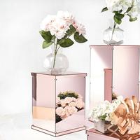 Centres de table de mariage colonne fleur présentoir rose finition miroir colonne acrylique piédestal pour la vente en gros