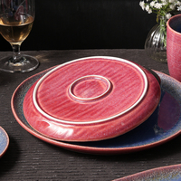 WEIYE assiettes en glaçure de chine japonaise assiettes cassables ensemble assiettes rondes en céramique bleues et roses pour buffet de restaurant