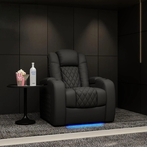 Sillón Reclinable de Cuero de Grano Superior para el Hogar con Reposacabezas Eléctrico para Cine y Mesa Auxiliar, Reclinación Eléctrica Dual con Dos Posiciones Independientes - Product Image 1