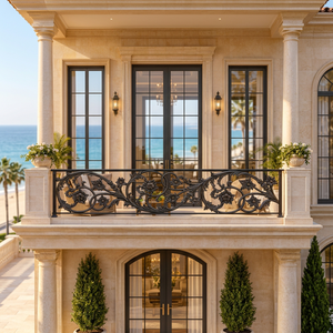 Balustrade décorative en fer forgé de style victorien, main courante florale pour balcons extérieurs et villas - Product Image 1