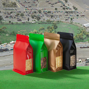 Renkli PET/CPP Ayakta Duran Poşet Şeffaf Pencereli Kare Tabanlı Nem Geçirmez Fermuarlı Üst Kısım Serigrafi Baskılı Bebek Maması ve Evcil Hayvan Maması İçin - Product Image 5