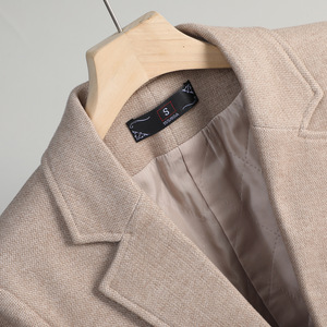 Women's Wool Blazer Khaki Solid Color One Button Anti-Wrinkle Casual Suit S Size - Product Image 3